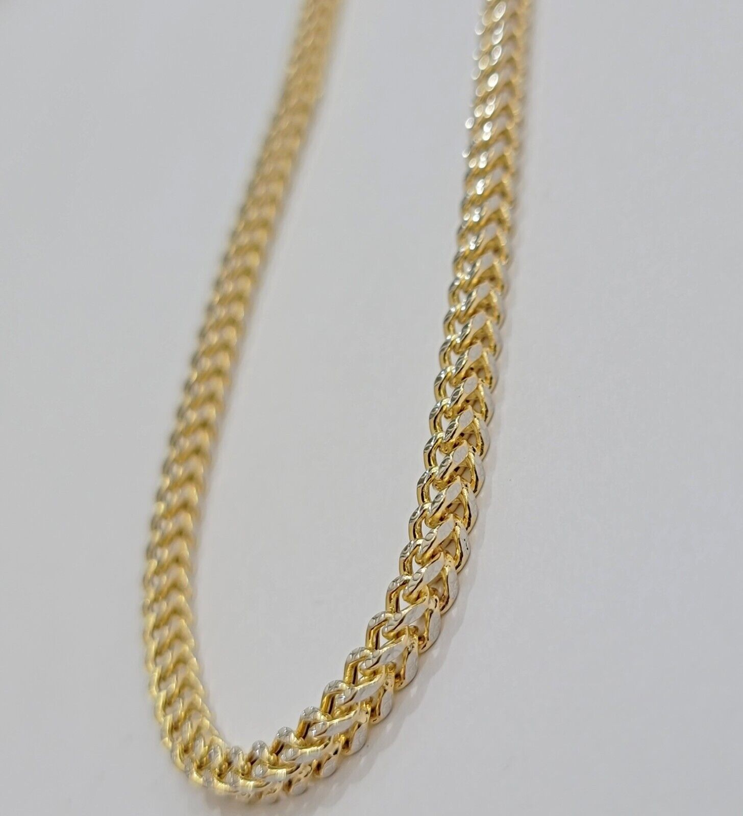 Real 14k Gold Franco Chain Mens Necklace 24" 3.5mm Diamond cuts 14kt Yellow Gold - GoldenlinQ